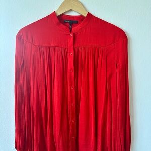 Maje Vibrant Red Button-Up Blouse